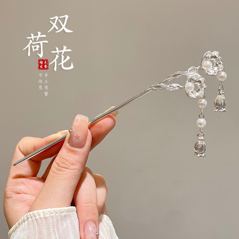 女性用の新しい中国風のタッセルヘアピン、古代スタイルの高級ヘアピン、チャイナドレス、漢服のヘアピン、馬面スカート、ヘッドシェイクヘッドドレス|undefined