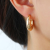 Fashionable accessory, golden earrings, European style, suitable for import, city style, simple and elegant design, wholesale