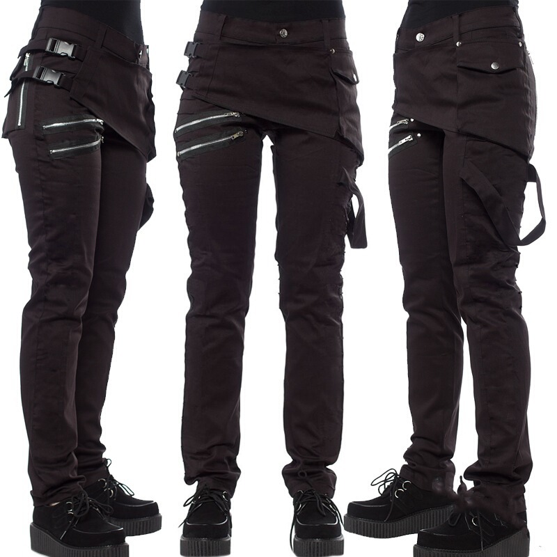 European and American 2022 New Fashion Casual Solid Color Trend Rivet Four-button Side Buckle Oblique Zipper Pocket Leggings European and American 2022 New Fashion Casual Solid Color Trend Rivet Four-button Side Buckle Oblique Zipper Pocket Leggings