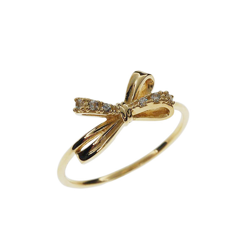 Wholesale Simple Style Classic Style Bow Knot Copper Plating Inlay Gold Plated Rhinestones Rings display picture 5
