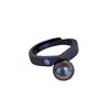 Fashionable black beads, wedding ring, silver 925 sample, bright catchy style