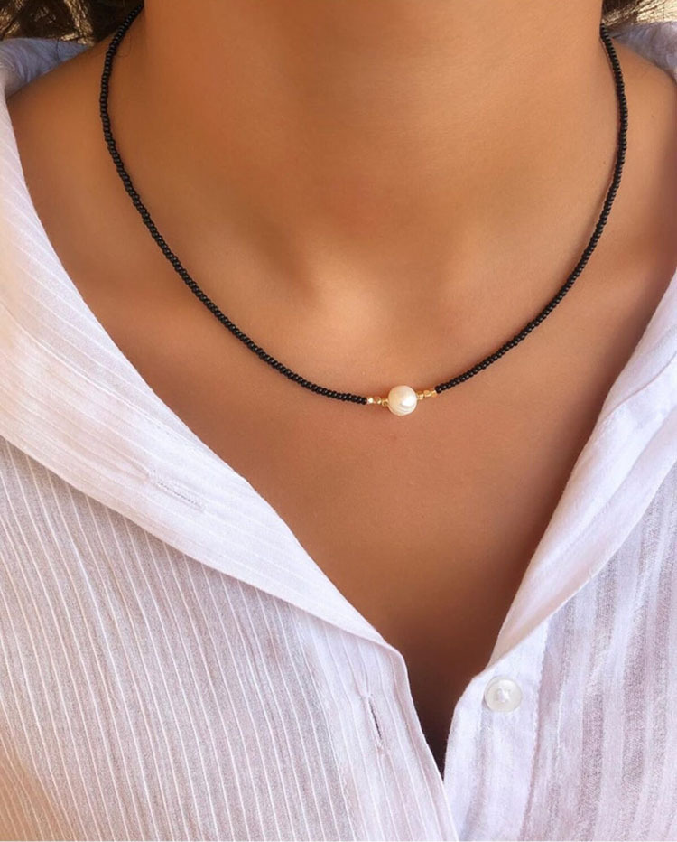 Sweet Simple Style Geometric Freshwater Pearl Glass Beaded Women's Necklace 1 Piece display picture 1