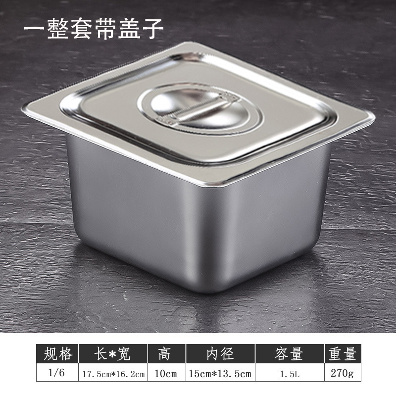 Recipiente Rectangular de Acero Inoxidable con Tapa para Camión de Comida y Mermelada