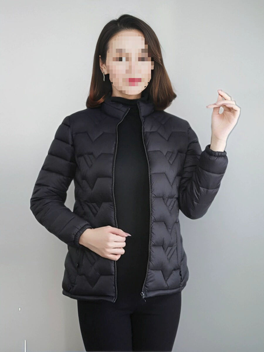 Ultra light winter short down jacket with down, increased thickness, for middle age