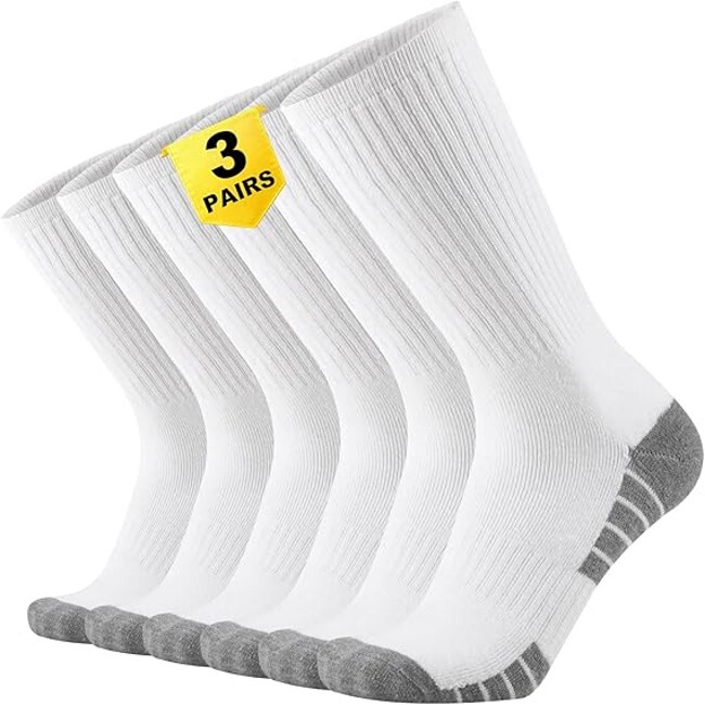 Fully Cushioned Mid-Calf Socks, Moisture-Wicking, Odor-Controlling, Durable, Suitable for Heavy-Duty Steel-Toe Work Boots, Sports Training