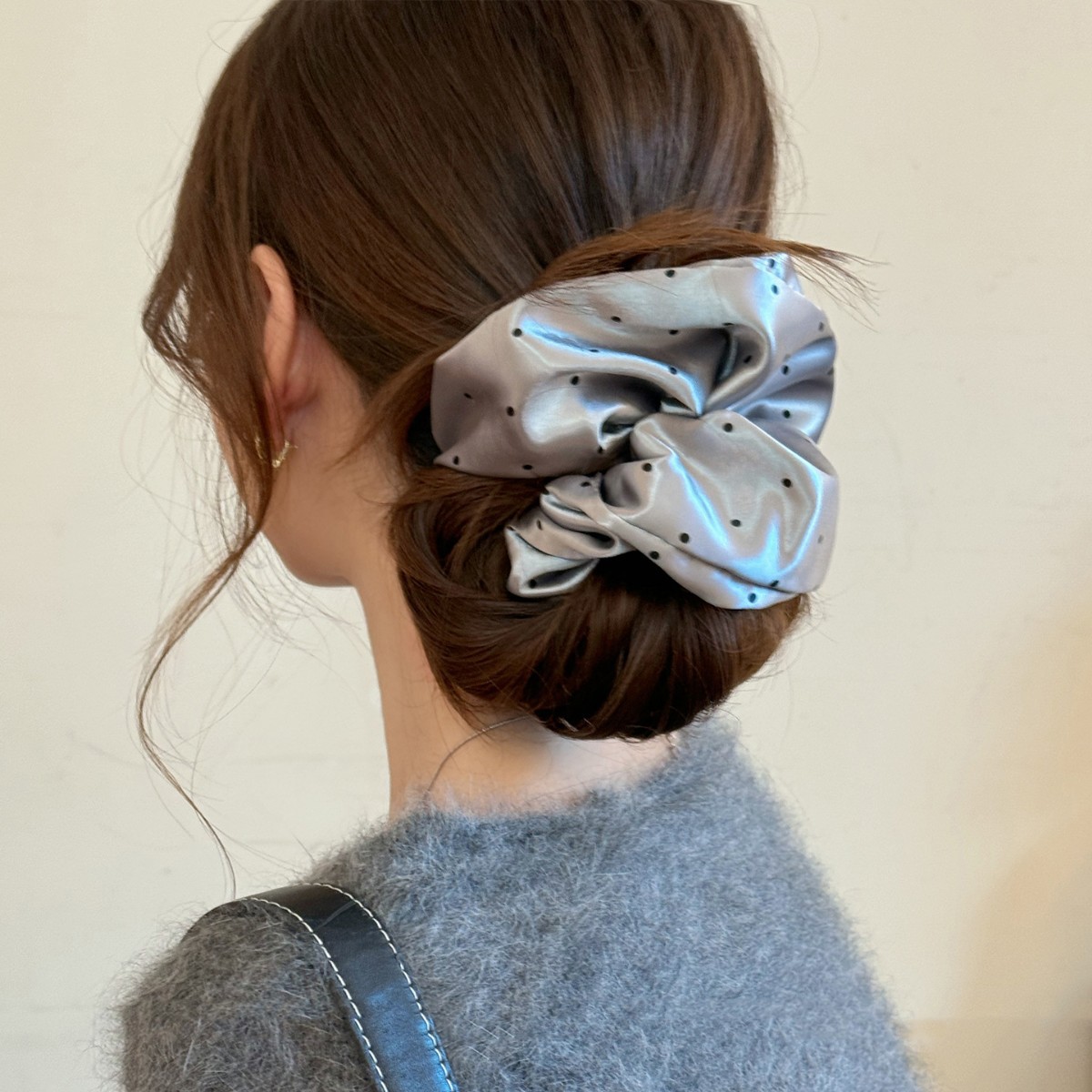 Double Layer Polka Dot Hair Scrunchie For Women Elegant Style_voghion.com