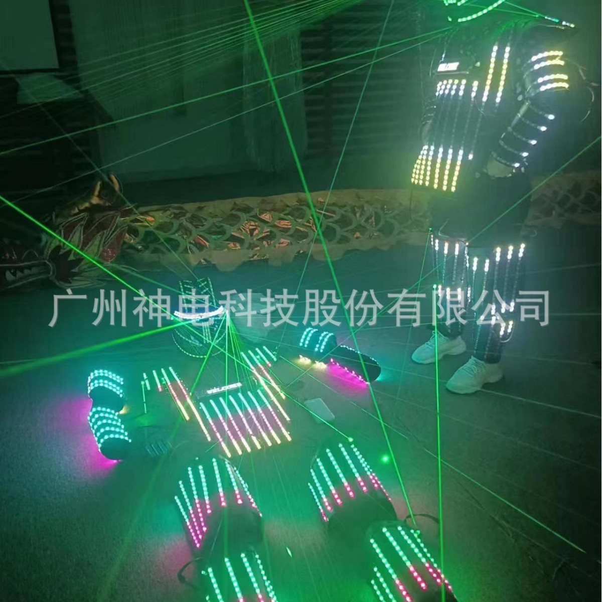 万圣节表演服七彩发光高跷服创意发光服装表演道具激光人偶服COS