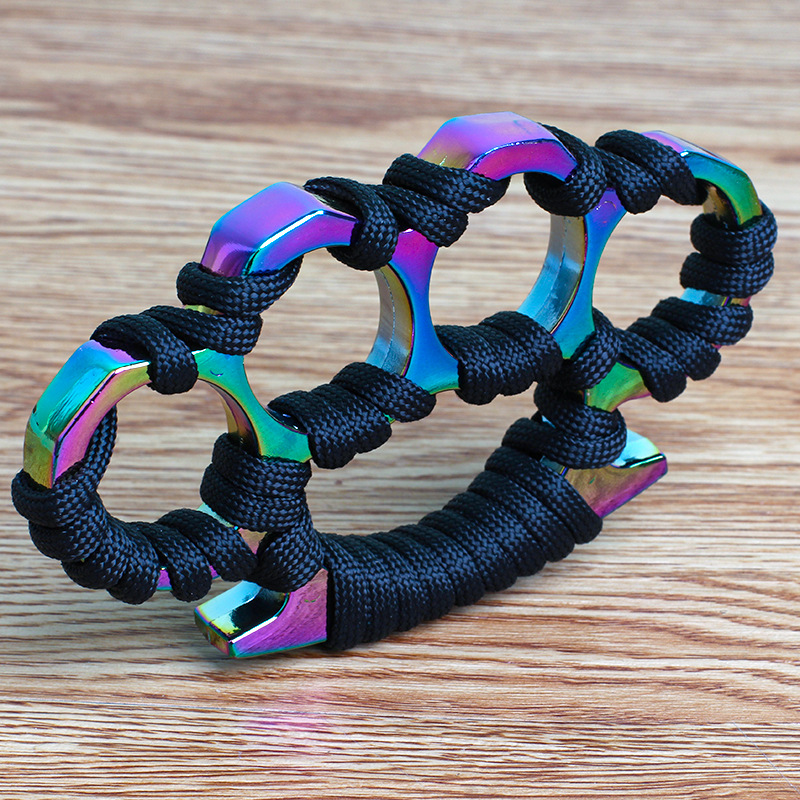 Other Knuckle Duster Four-Finger Paracord Wrapped Iridescent Zinc Alloy Tool