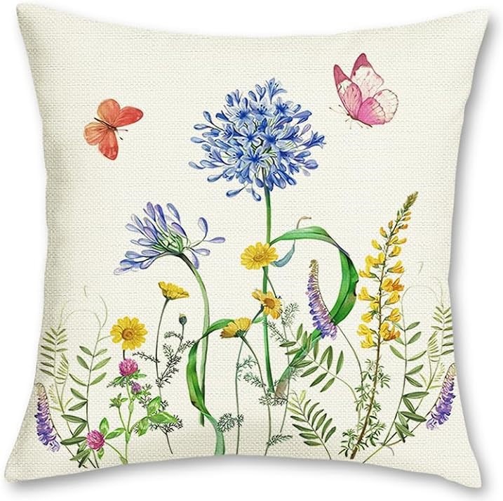 2023 transfronterizos flores de verano almohada de abrazo Amazon lino letras impresión cojín de dormitorio