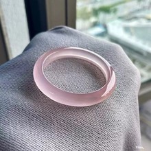 仙女粉玛瑙手镯少女款天然高冰粉玉髓手镯冰种网红同款镯子送礼物