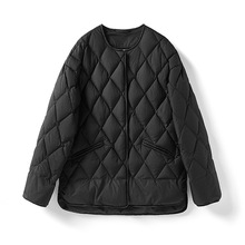 90白鴨絨羽絨服女批發2022冬季短款輕便小個子圓領保暖設計感外套