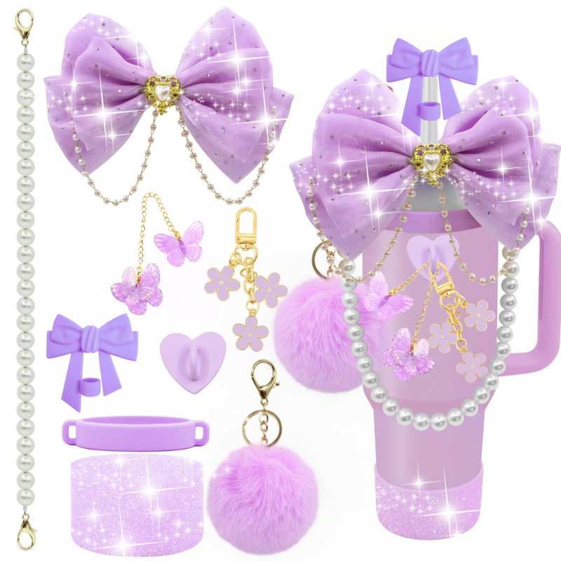 Cross-Border Stanley Accessories Pearl Chain Hand Strap Pom-Pom Keychain Pendant Straw Cap Cup Sleeve Mother's Day Gift