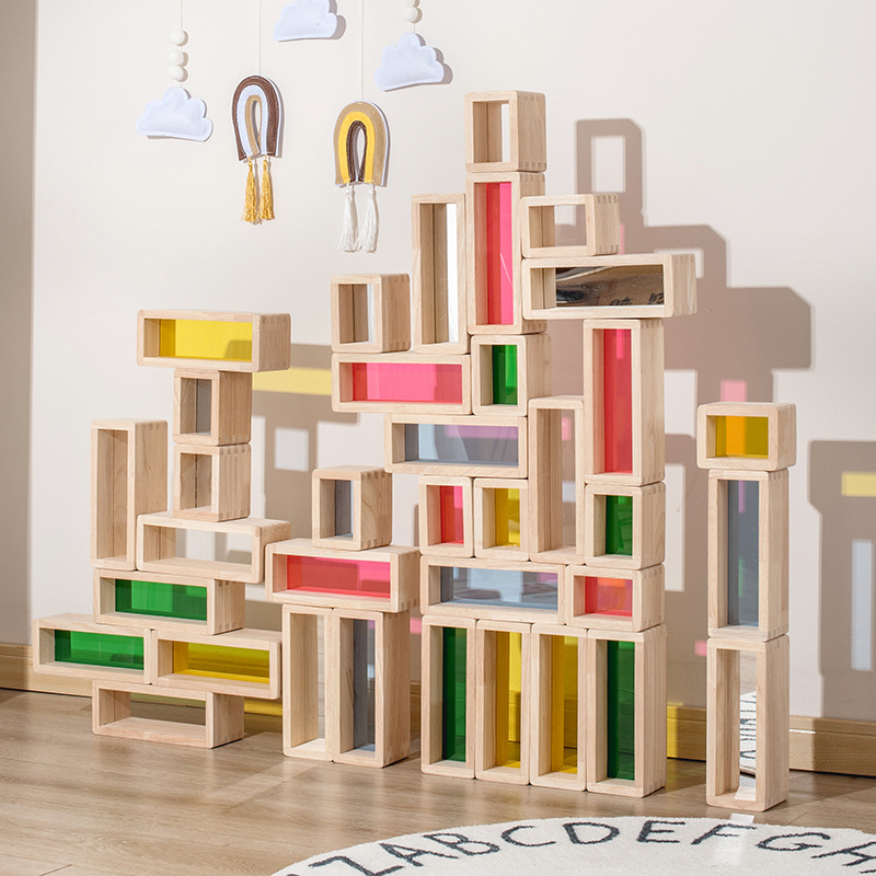 Bloques de construcción acrílicos de gran tamaño ventas directas de fábrica niños creativos juguetes de jardín de infantes translúcidos de color grande