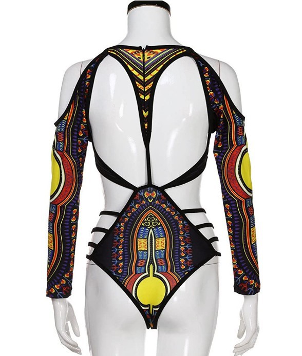 African Digital Print Swimsuit Image 2