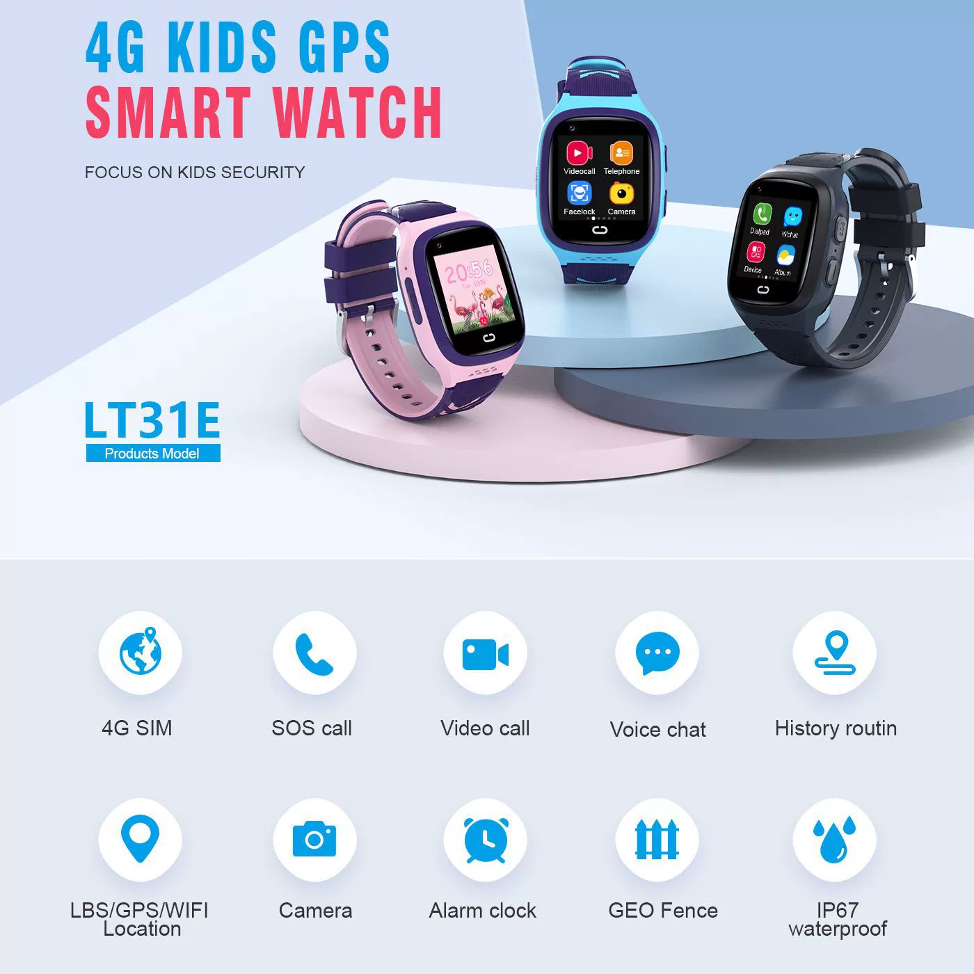 Зарубежная торговля Взрыв 4G Смарт детские часы телефон видеозвонок SIM Cape GPS KIDSSMARTWATCH