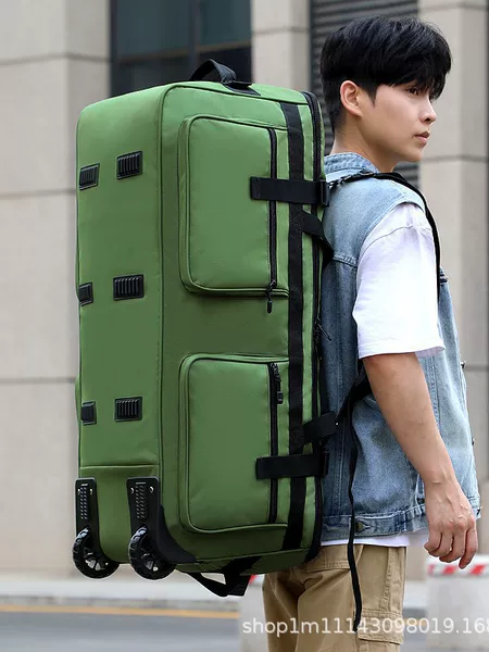 New Extra Large Travel Backpack Portable Folding Wheel Luggage Bag Outdoor Equipment Bag Multi-Functional Drag Bag Checked Bag
