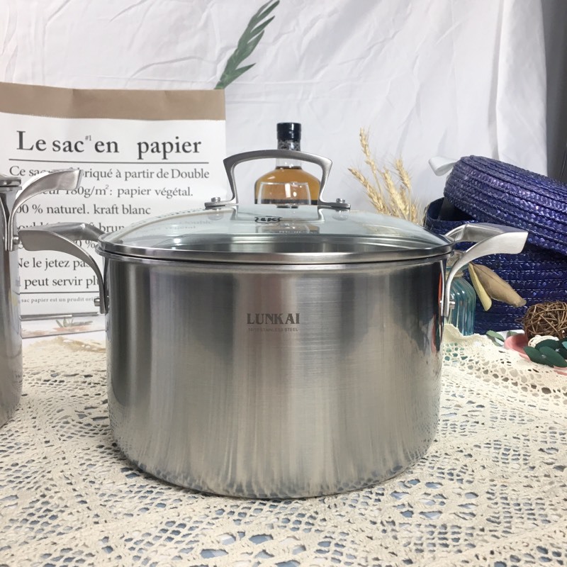 批發1810不鏽鋼316大容量鍋三層鋼一體成型蒸鍋多功能鍋燒水鍋202