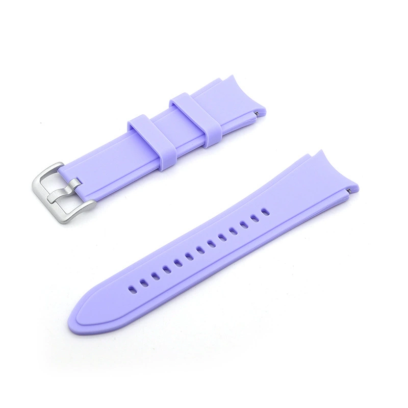 Подходит для Samsung Band/Galaxy Watch6/5 Pro/4/Active2/Gear S2, силиконовый ремешок, серебристая застёжка