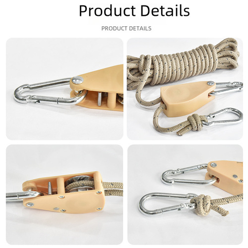 Outdoor tent pulley tension rope canopy rope wheel fast adjuster metal wheel heavy-duty rope tightening hook