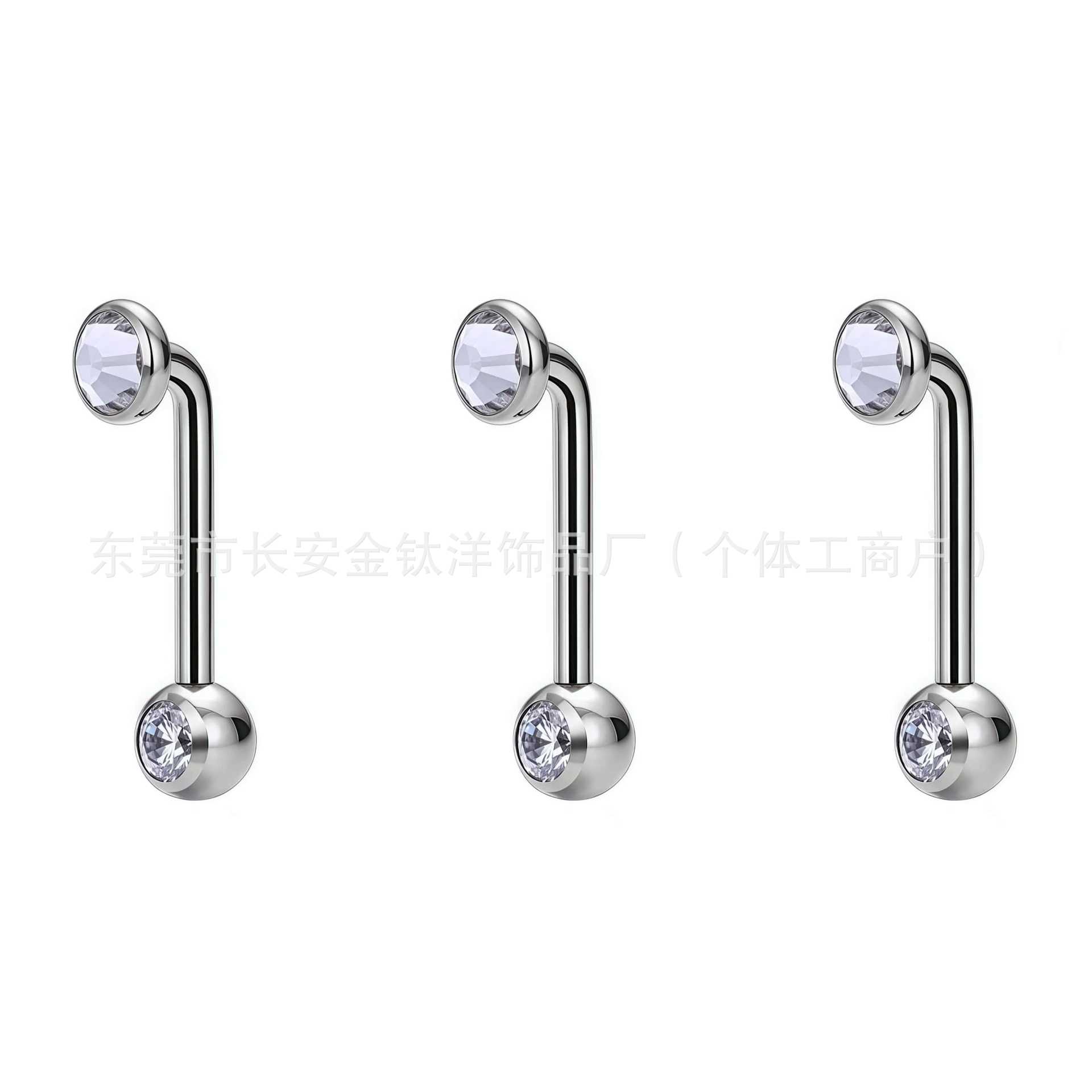 F136 Titanium 14g CZ Diamond L-Shaped Navel Ring G23 Titanium Alloy Body Piercing Jewelry detail image 8