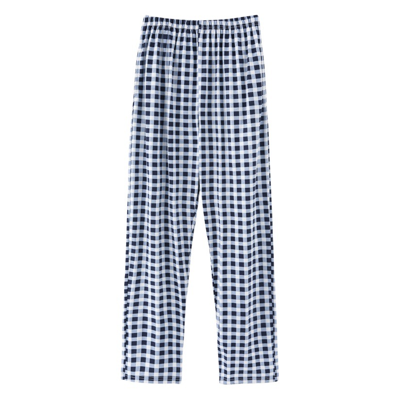 Pantalones de pijama de las mujeres de otoño e invierno de un solo algodón a cuadros todo juego ropa exterior suelta primavera y otoño verano gordo hermana casa pantalones