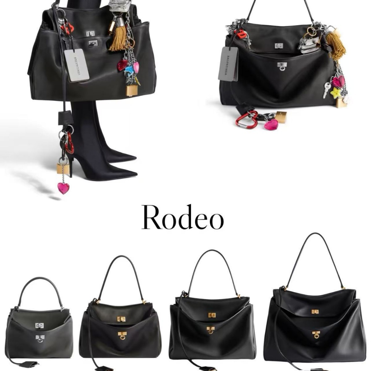 25 New Rodeo 대용량 토트 백 여성용 릴렉스 유니섹스 잠금 버클 켈리 백 정품 가죽 숄더 크로스 바디 백