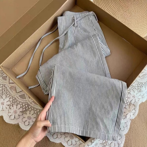 Comfortable, stylish, and photo-worthy! Designer striped straight-leg casual pants for women, summer loose and thin high-waisted pants, trendy