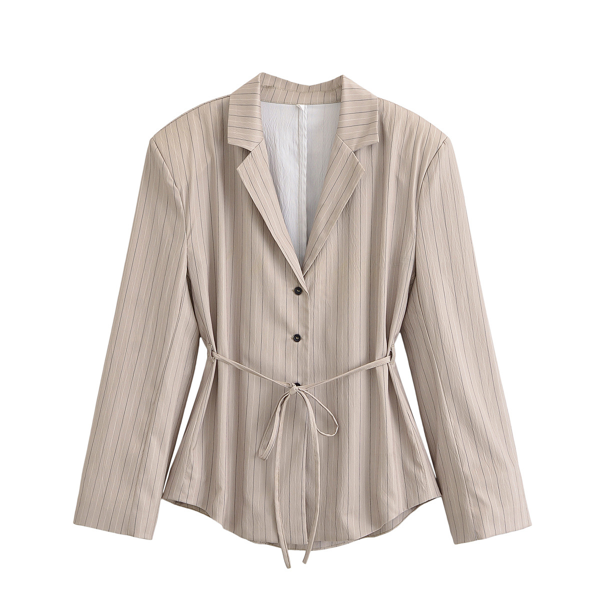 Ensemble tailleur d'été décontracté GraceChic Za pour femme, style européen et américain, coupe cintrée, blazer avec ceinture et mini-short à cravate._voghion.com