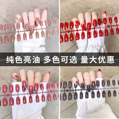 Long oval nail tips plain color nail art with oil finished UV glossy color bar pure color strip false nail tips