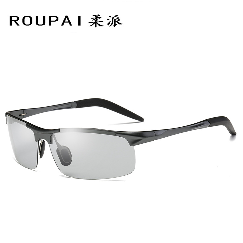 De los hombres de magnesio de aluminio de equitación gafas de sol 8177 Deportes que cambian de color gafas de sol polarizadas de conducción
