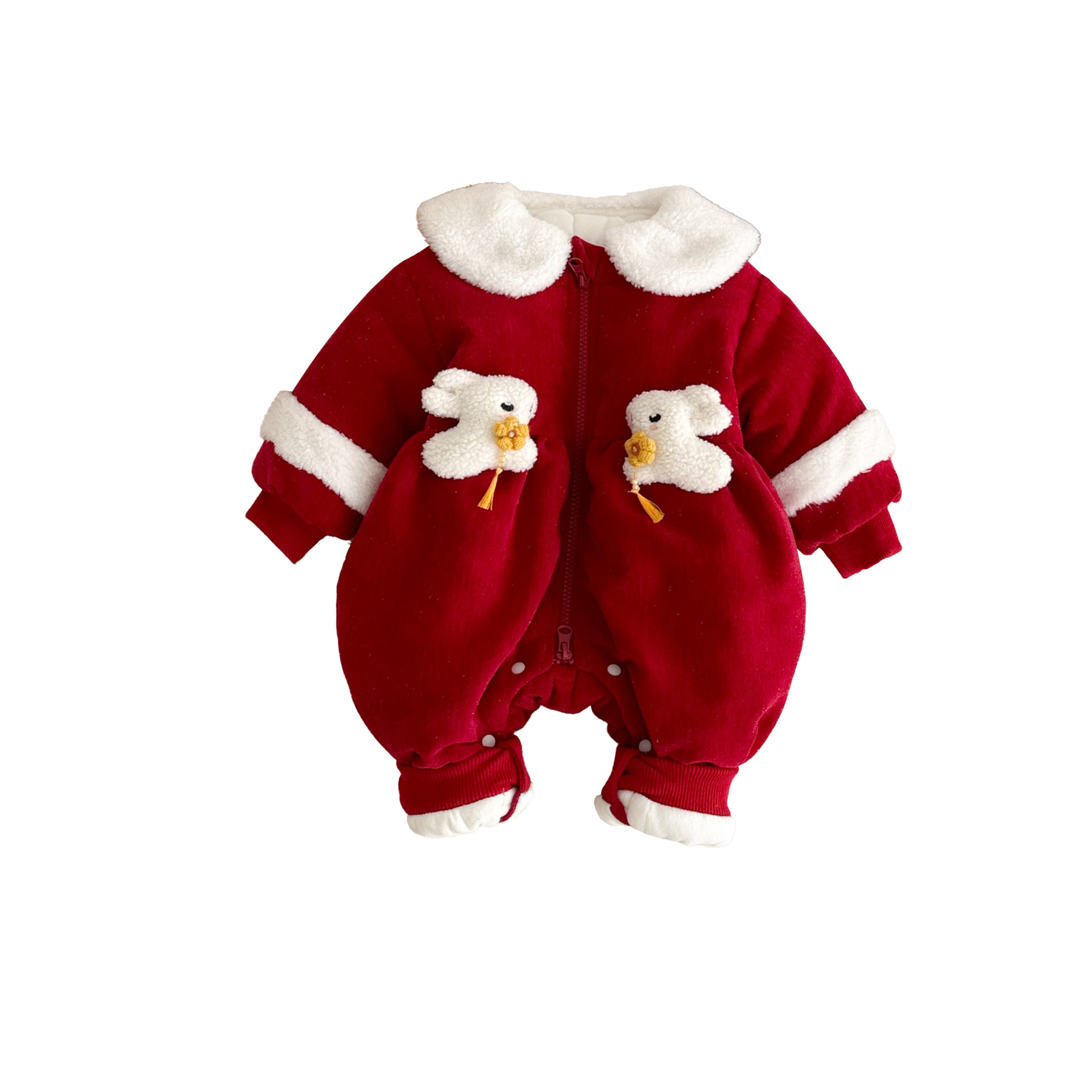 Ropa de invierno para bebés nuevo estilo chino conejito rojo mono bebé estilo chino ropa de año nuevo ropa de bebé de un año