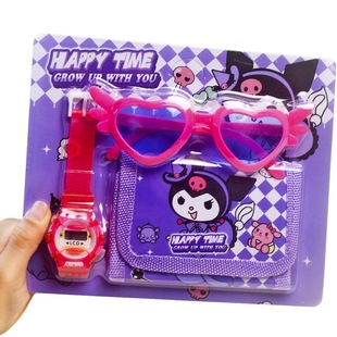 Sanliou Children's Watch Wallet Glasses Kuromi Cartoon Electronic Watch Coin Purse Kindergarten Student Gift