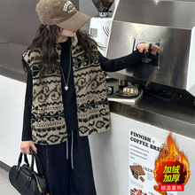 冬季中大女童马甲冬装新款童装儿童提花女孩洋气拉链衫毛毛马甲潮