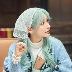 吳昕同款蕾絲頭巾女薄荷曼波風森系甜美三角巾海邊拍照方巾髮帶