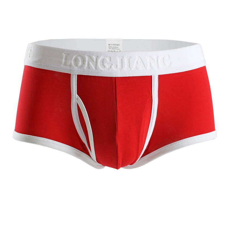 Лонг будет иметь боковое открытие мужского нижнего белья плоские брюки с плоской кожей средней талии сплошной цвет дышащий U выпуклый мужской четвероугольный брюки