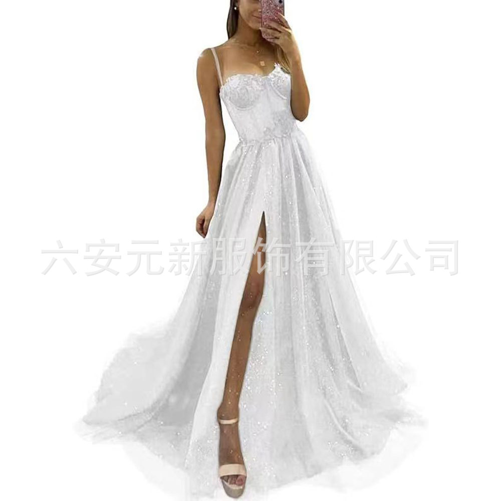 Europa y América del comercio exterior Amazon AliExpress deseo sexy nuevo largo elegante sexy negro adelgazamiento split vestido image 18