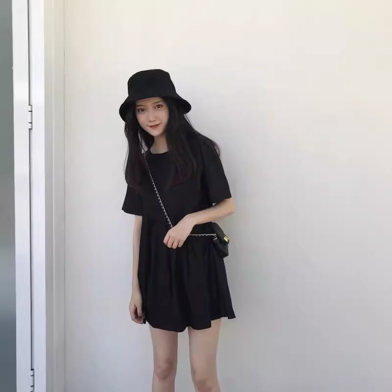 Maternity Dress New Summer Korean Style Super Slimming Leg-Length A-Line Short Doll Dress Hong Kong Style Retro Short Sleeves