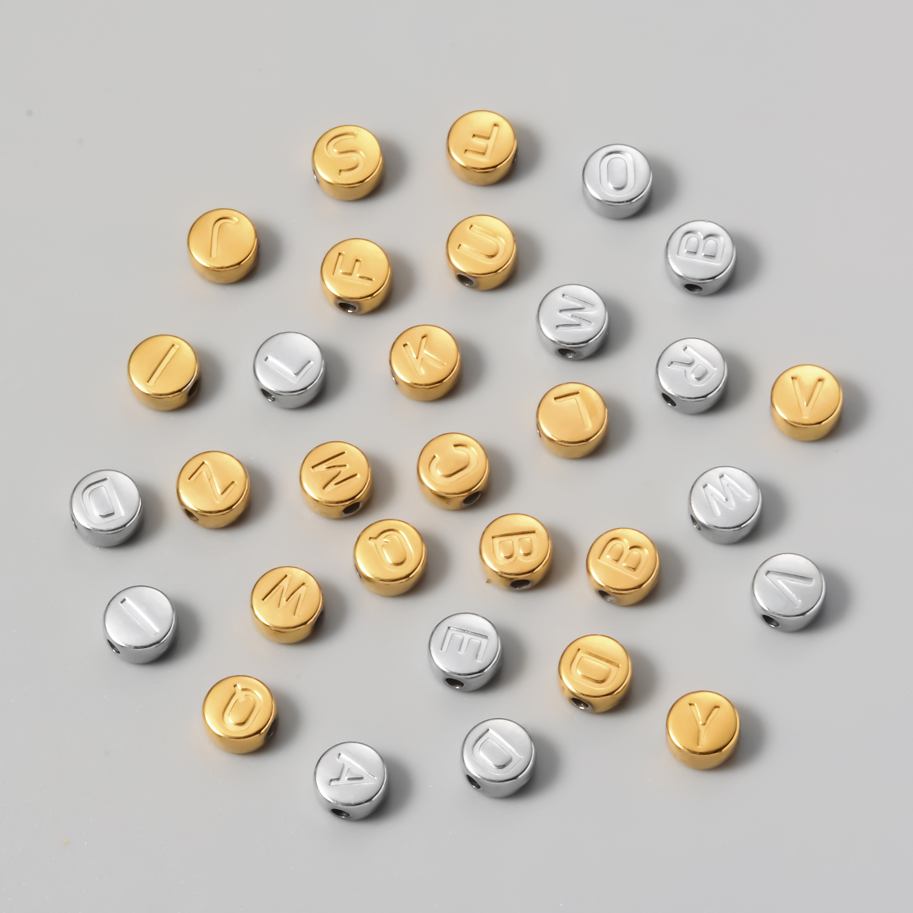 304 Stainless Steel Material letter Pattern 10 PCS/Package 304 Stainless Steel Letter Beaded Beads
