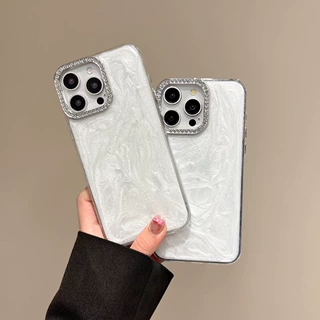 闪钻镜头圈ins风适用iPhone16promax手机壳17防摔15水泥白14/AIR
