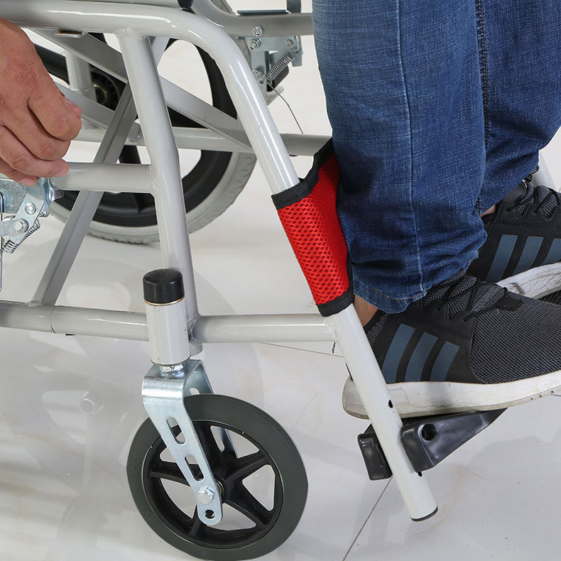Silla de ruedas plegable ligera, carrito empujador para personas mayores, andador multifuncional con doble almohadilla