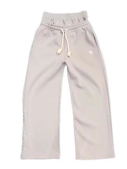 Pantalones Deportivos Bordados de Doble Cintura Estilo Europeo y Americano, Unisex, a la Moda, Estilo Urbano, Pantalones Largos Holgados de Pierna Ancha con Efecto de Dos Piezas