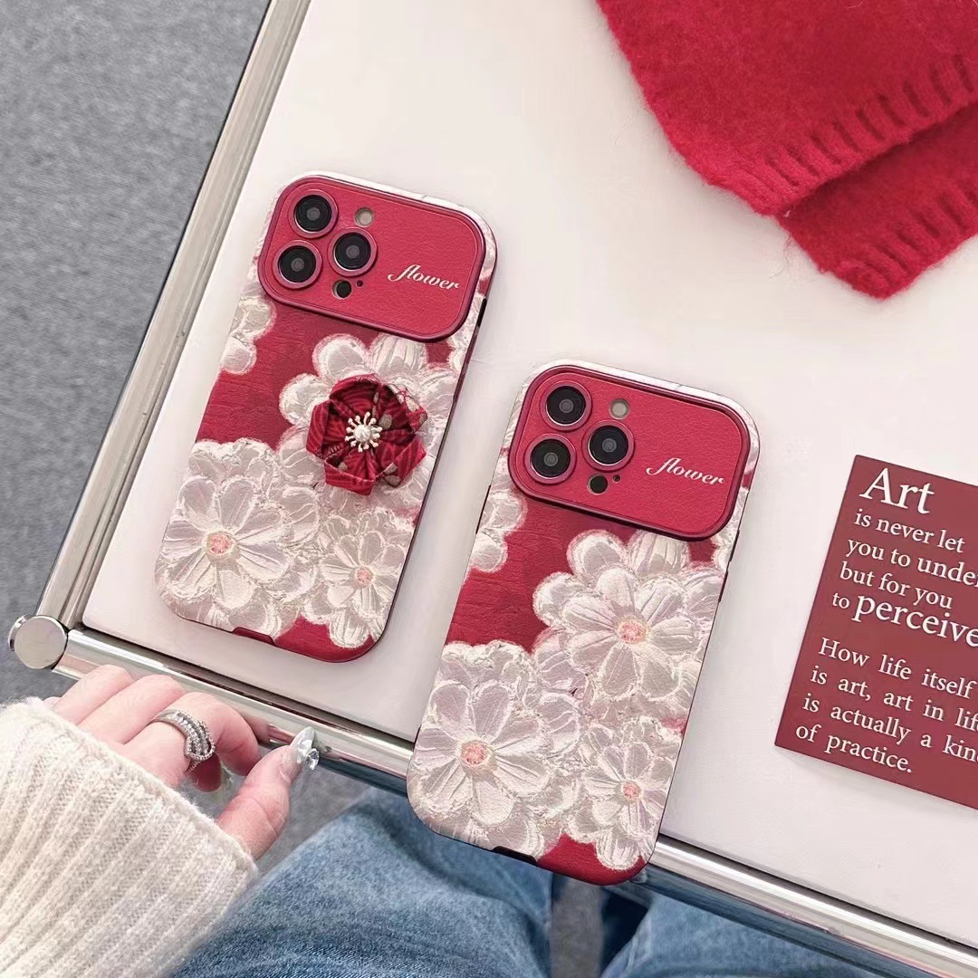 Ins pintura al óleo retro flores tridimensionales para 16ProMax nuevo iPhone 15Pro Apple 13 funda para teléfono móvil 12