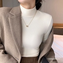 高级轻奢感打底衫春秋简约内搭薄款长袖小众精致女士半高领针织衫