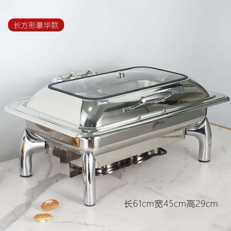 De acero inoxidable de lujo buffet estufa calefacción eléctrica buffet estufa de hotel hidráulico de alimentos cocinados Flip visual olla de aislamiento