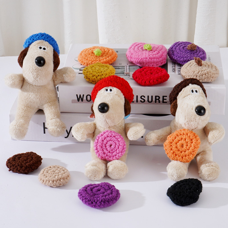 ミニウールベレー帽かぎ針編み小さな帽子 DIY かわいいニットダッフィー犬人形動物変装|undefined