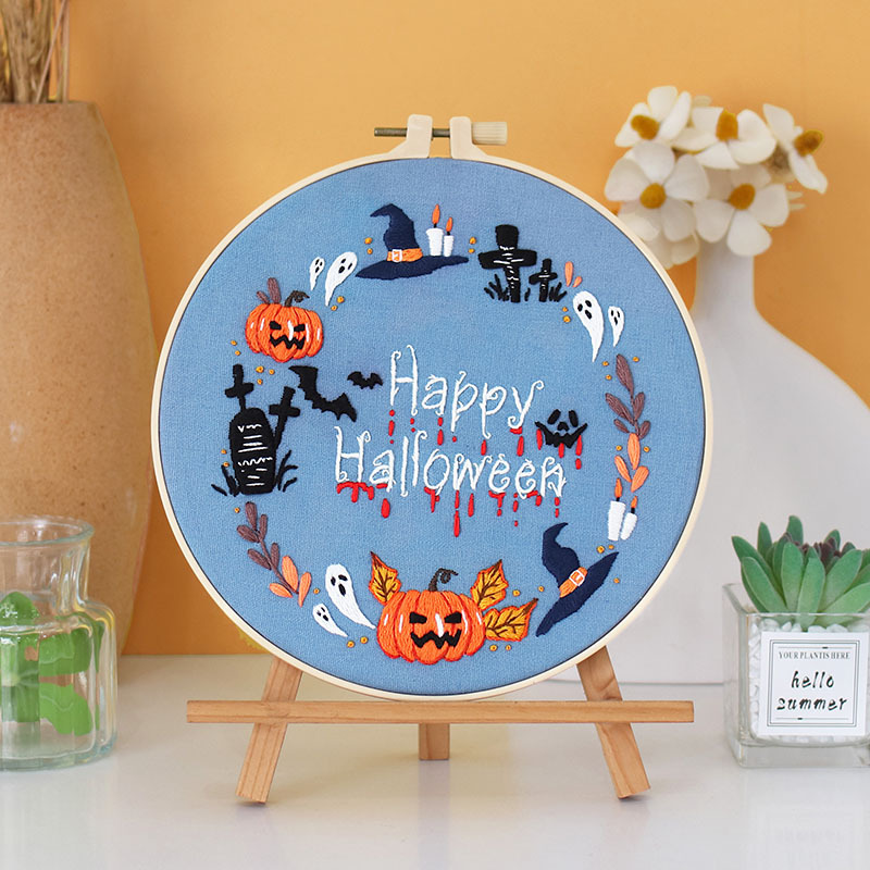 Nuevo producto 2024 feliz Halloween bordado amazon venta caliente bordado a mano bordado diy material paquete