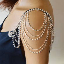 欧美新品时尚水钻肩链锁骨链新娘婚礼配饰多层肩链Shoulder chain