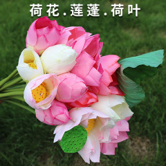 ハスの花のシミュレーションの花の卸売りのつぼみの蓮の葉の蓮の蓬の家のホテルは池の水筒を飾って風景の蓮の花を作ります。