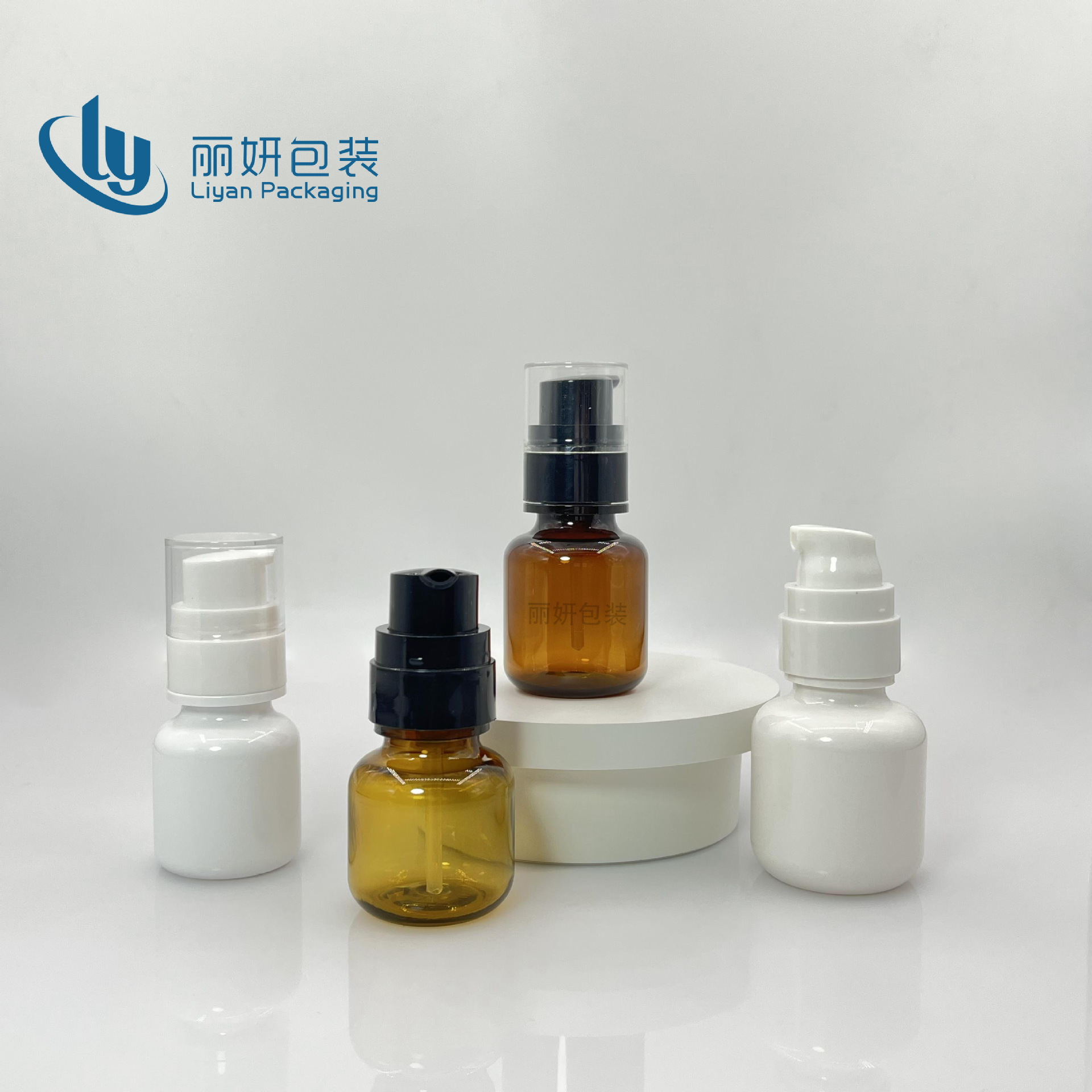 厂家现货30ml茶色药妆精油喷雾瓶 医美乳液压泵瓶卸妆水瓶