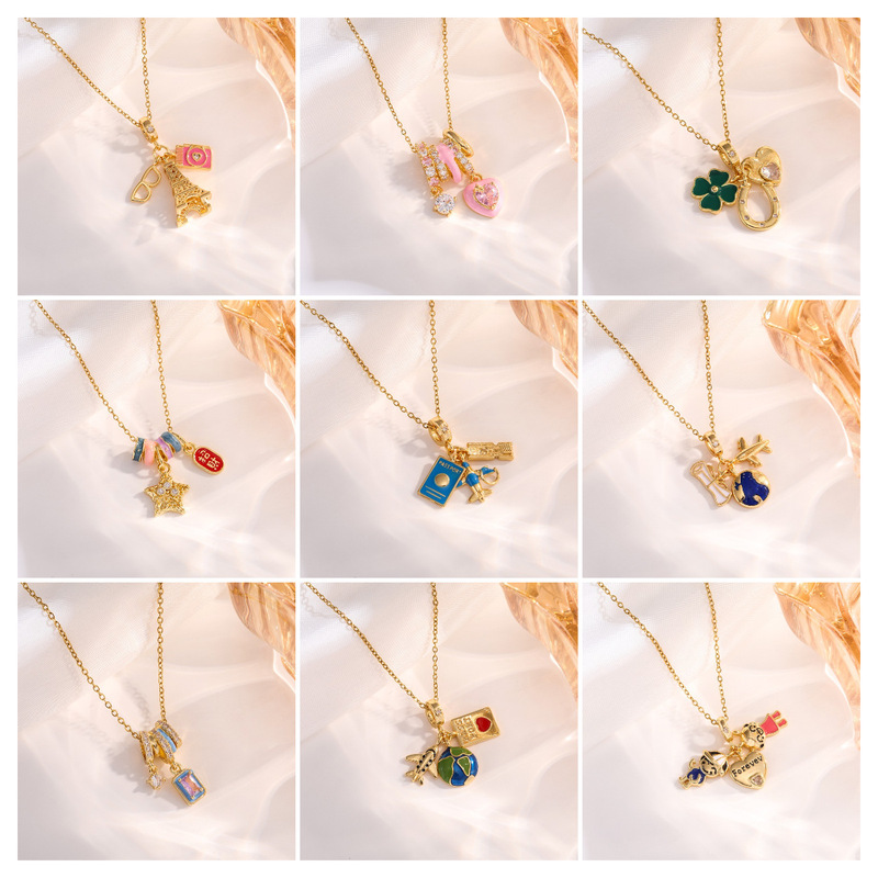 European and American Hot Ins Style Camera Lipstick Bear Plane High Heels Women Multi Pendant Fashion Light Luxury Necklace European and American Hot Ins Style Camera Lipstick Bear Plane High Heels Women Multi Pendant Fashion Light Luxury Necklace